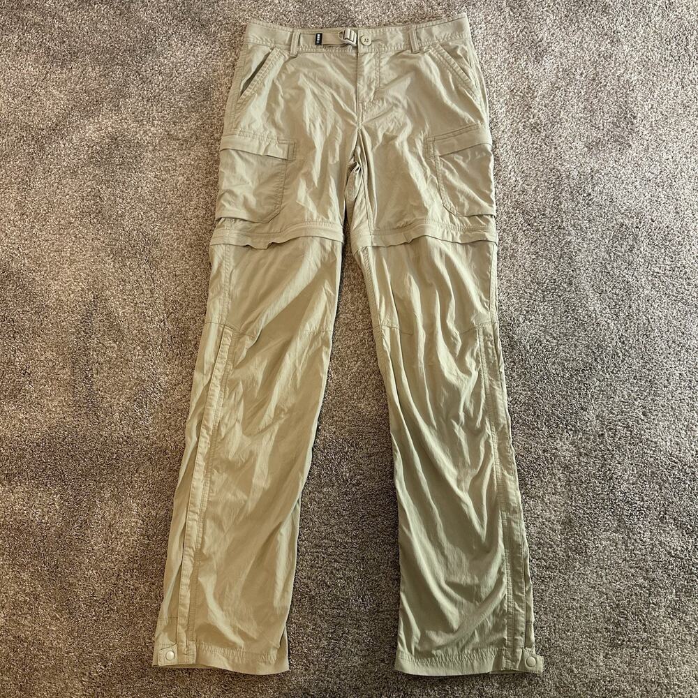 REI Pants Womens 4 Beige Sahara Convertible Zip-Off Hiking Cargo Nylon Stretch